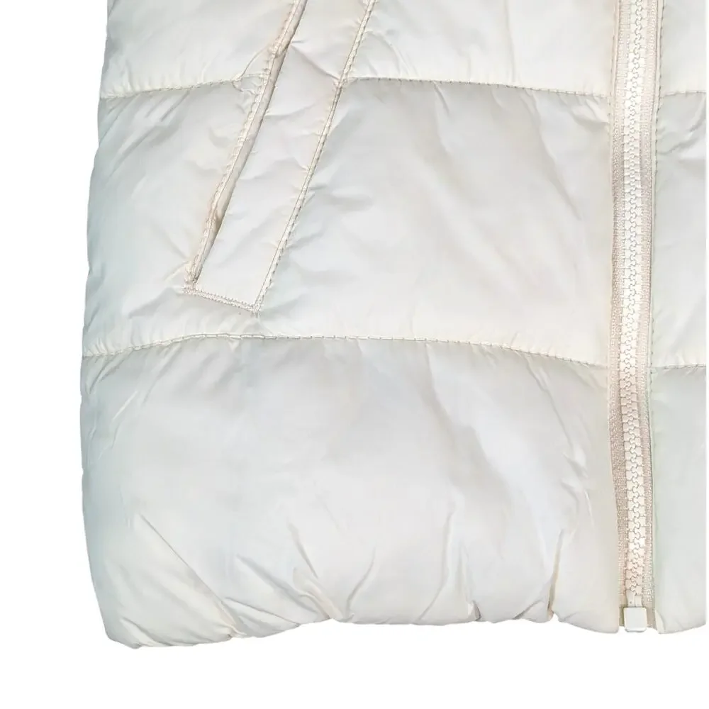 Old Navy Frost Free Puffer Vest Girls Large Cream Full Zip Classic Preppy Cozy